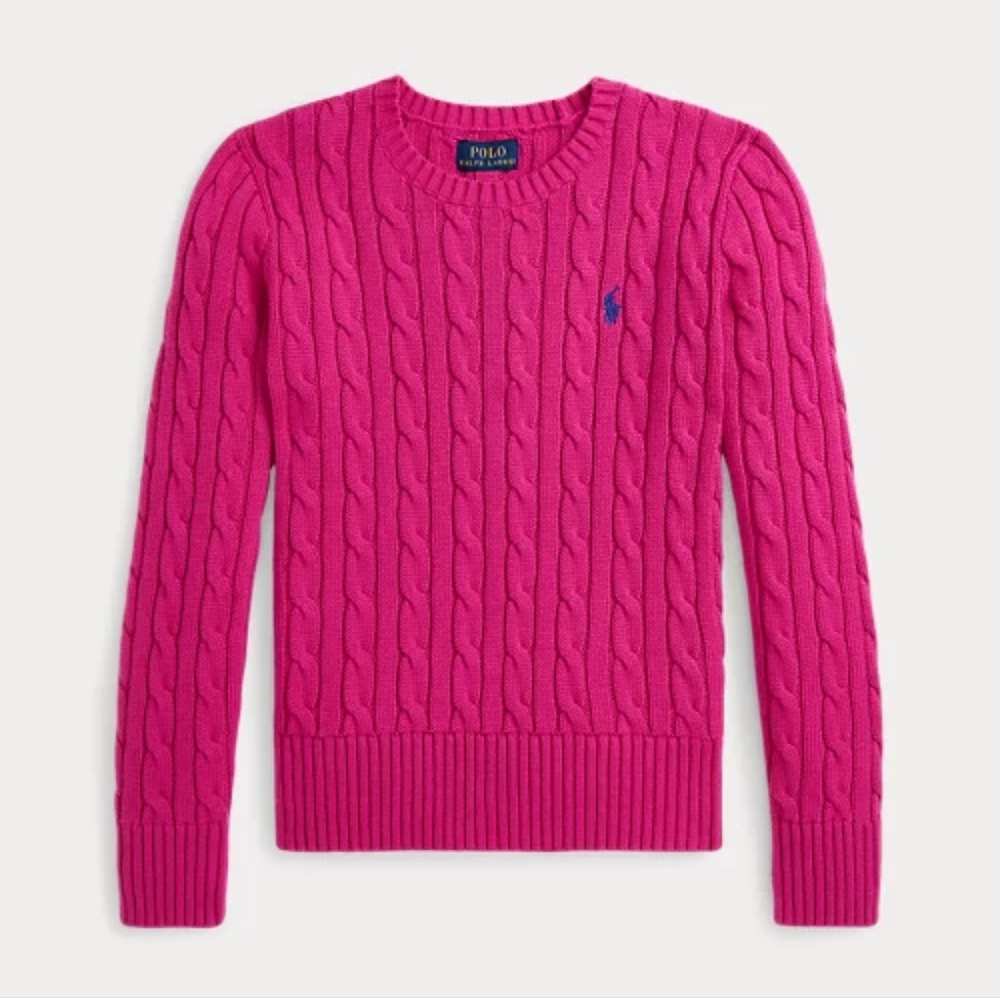 Polo Ralph Lauren KidsEmbroidered cable-knit cotton sweater